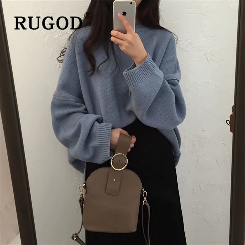 Женский плотный пуловер RUGOD повседневный свободный трикотажный с круглым