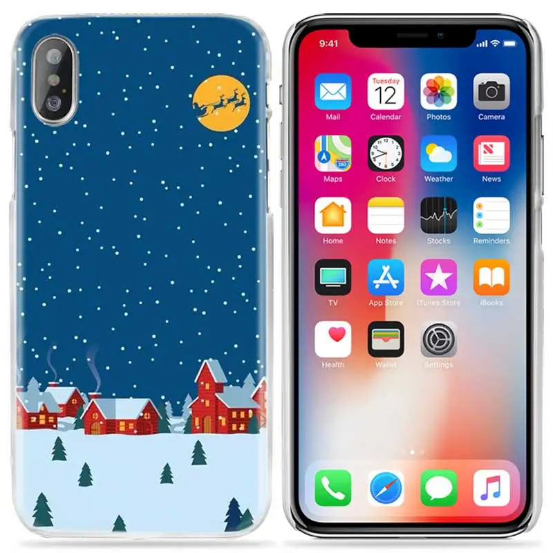 Рождественский зимний чехол для Apple iPhone 11 Pro XS Max XR X 10 7 8 6 6S+ Plus 5s SE 5 4s 4 5C Жесткий Conchas чехол для телефона pc Coque - Цвет: 03