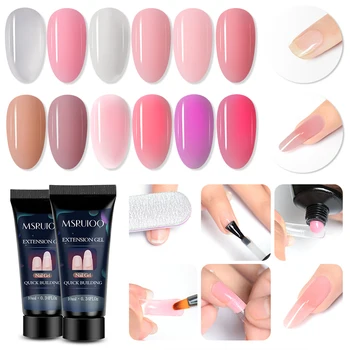 

MSRUIOO 1 Pc 10ml Quick Poly Building Gel Nail Tips Finger Glue Nail Art Build Led UV Nail Gel Acrylic Poly Extension Gel