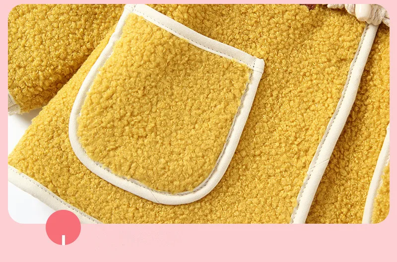 Fashion Toddler Lamb Cashmere Coat Winter Korean Kids Soild Horn Buckle Thicken Outwear New Baby Warm Jacket Little Girl Clothes