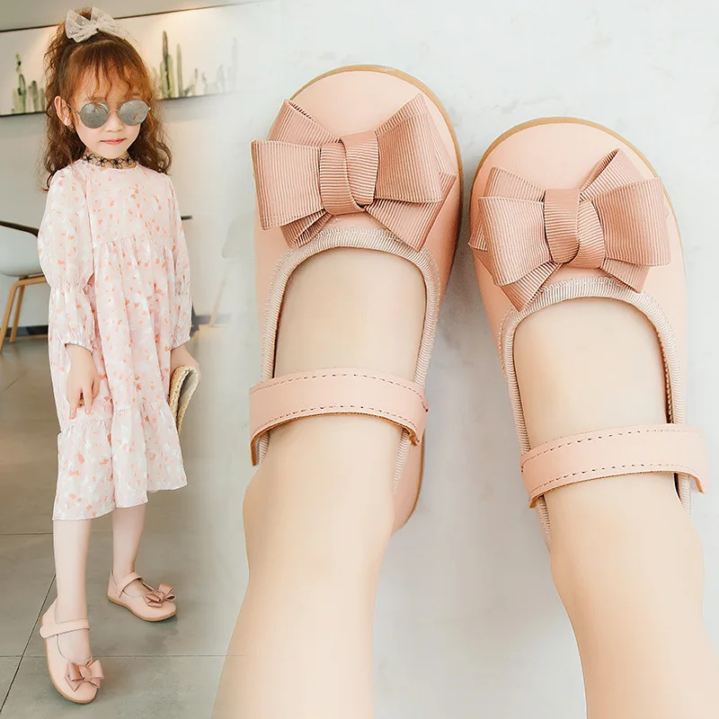 Детская обувь для девочек туфли в стиле «Принцесса»; сезон весна-осень; Новинка; модная обувь с бантом кожаные Повседневное обувь для девочек мягкая подошва, детские тапочки для малышей