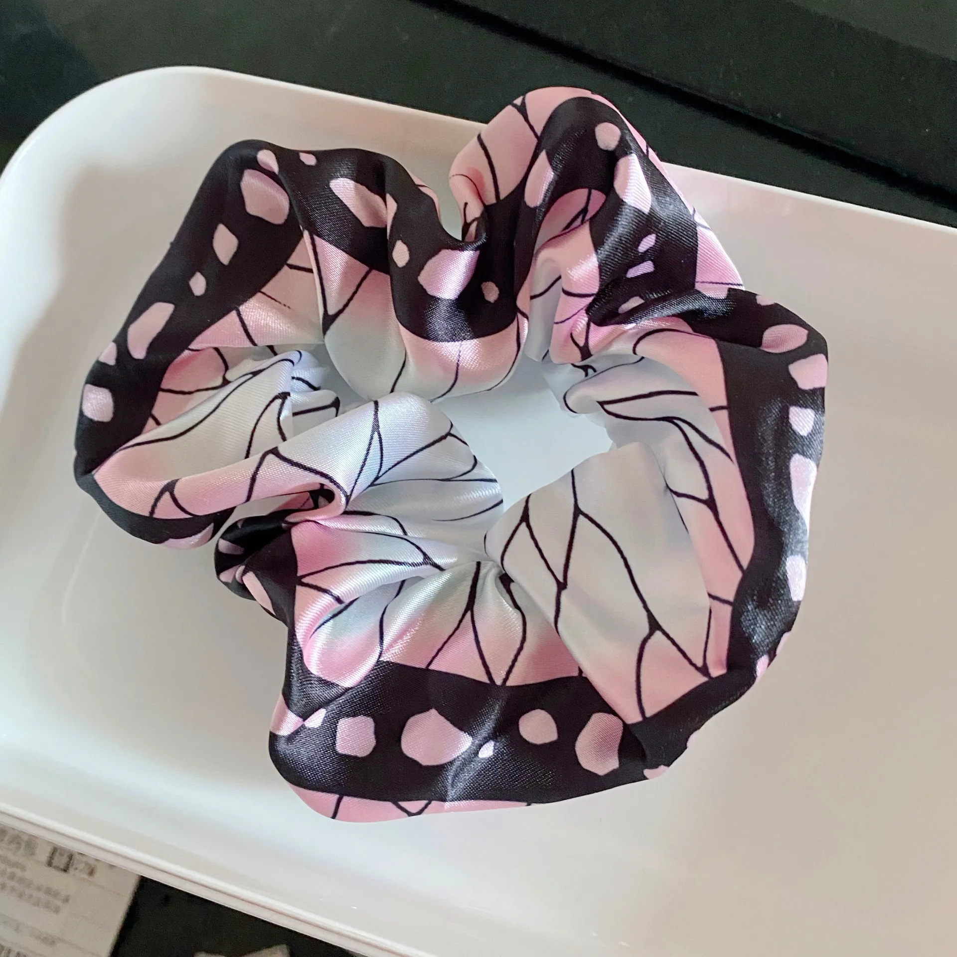 Anime Demon Slayer Kimetsu No Yaiba Hair Rope Ladies Hair Tie Striped Lady Scrunchies Ponytail Female Girl Holder Rope
