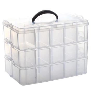 

Cosmetic Makeup Storage Case Box Holder Organizer Container 3 Layers 30 Grids