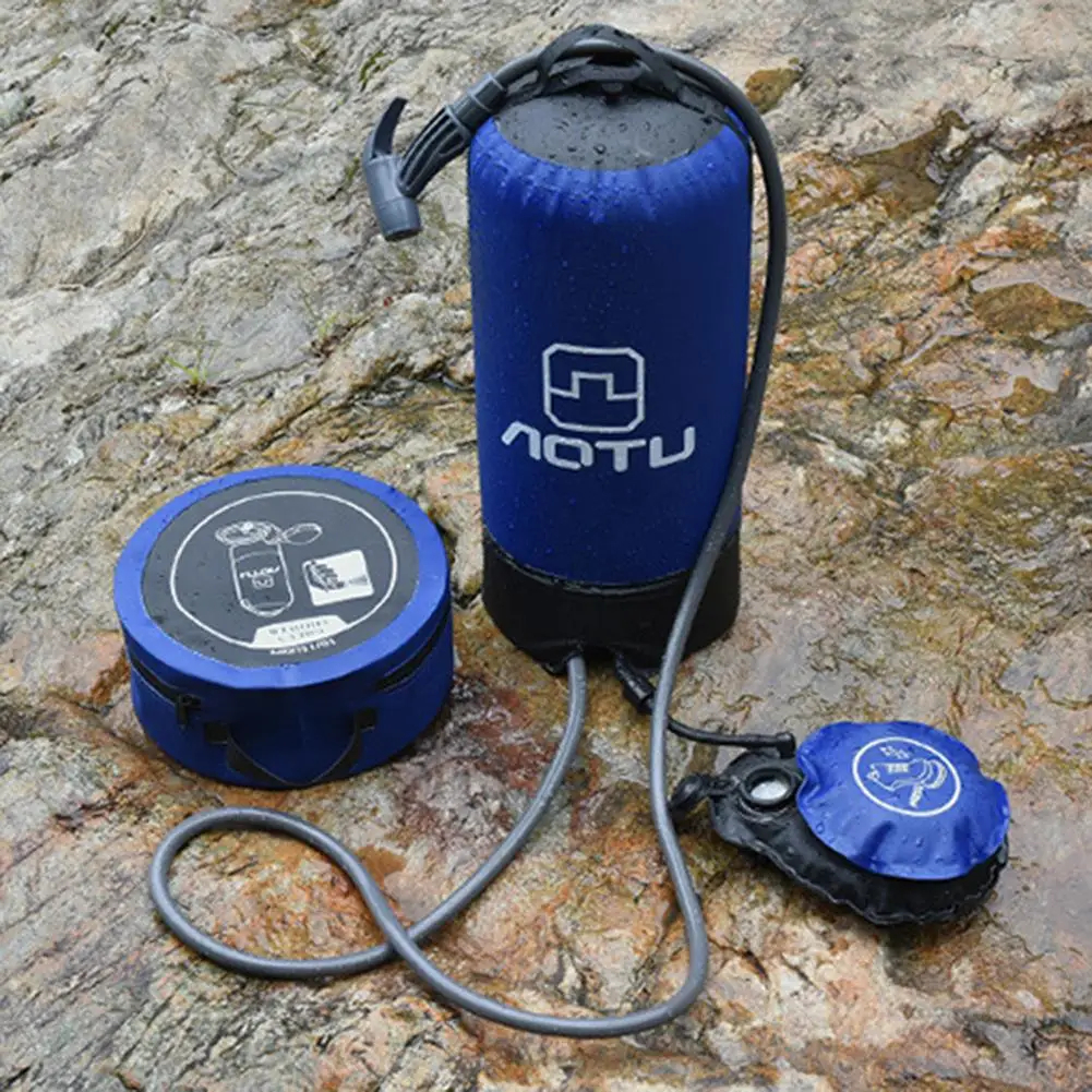 

11L Portable Inflatable Shower Car Tire Cleaning Water Gun Camping Bag With Foot Pump Shower Nozzle