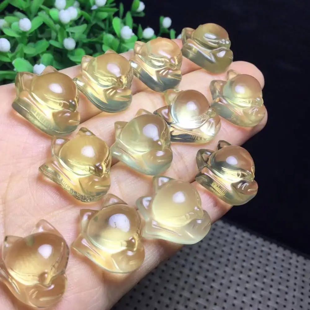 Ожерелье с подвеской из натурального топаза большой головой лисы браслет