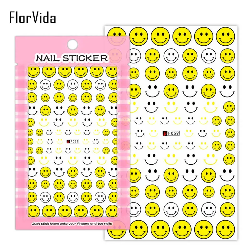FlorVida 1 лист розовый Фламинго наклейки для ногтей милый кот наклейки для ногтей красочный цветочный дизайн Маргаритка на ногти наклейки - Цвет: F059