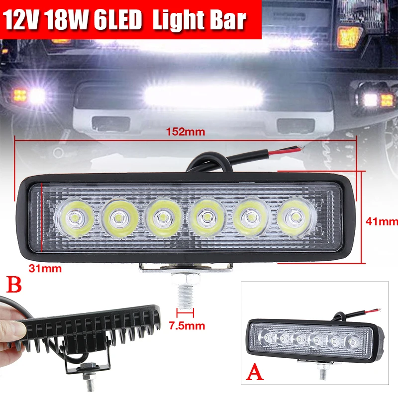12 В 18 Вт 6LED рабочий светильник, прожектор, точечный светильник, противотуманная фара для вождения, внедорожный светильник для автомобиля, грузовика, внедорожника