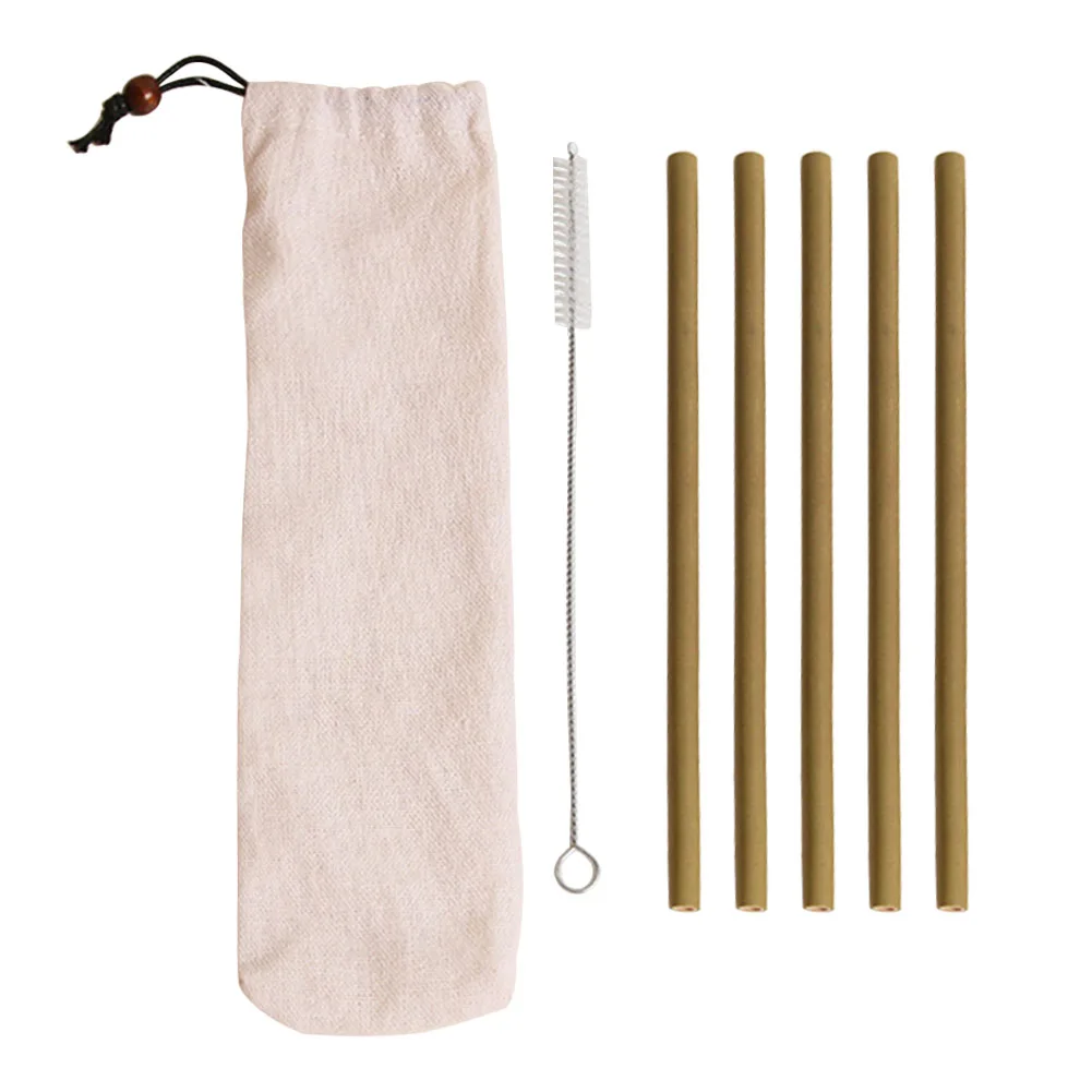 bamboo straw Аксессуары для бара, портативная складная многоразовая щетка для чистки, металлические стальные соломинки для питья, вечерние, изогнутые, для путешествий, силиконовый чехол - Цвет: bamboo straw