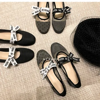 

Sweeheart 2020 leather women's shoes Bow-tied flats women's shoes spring leather ballet shoes Loafers Women Casual Loafers34-42