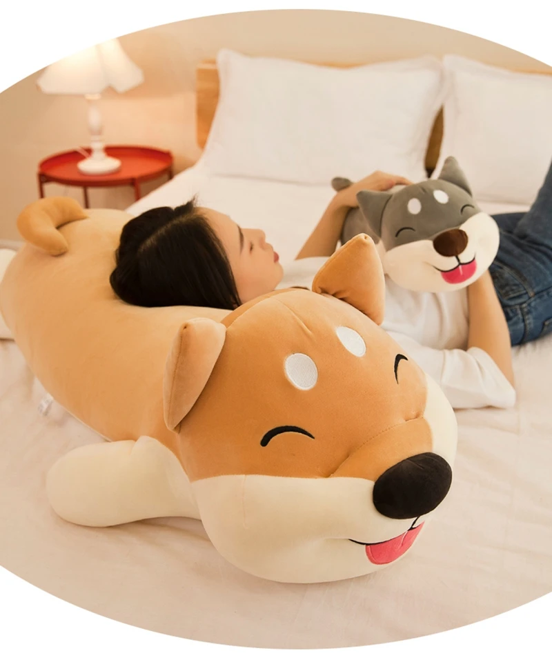 cute plush toy Shiba Inu doll Japanese Akita dog super soft pillow large bed lying dog birthday gift 43inch 110cm DY50866  (13)
