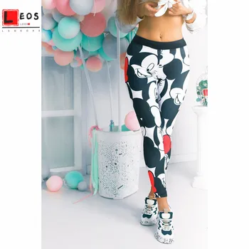 

Mickey Women Leggings Fitness Stretchy Pants For Cartoon Sweatpants Lady Leggings Female 3D Mickey Pants Sport Trousers New
