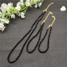 JCYMONG модные 3 мм черные стеклянные бусины набор украшений для женщин новые золотые серебряные цвета ожерелье браслет богемные ювелирные изделия подарок