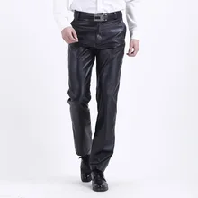 Летние мужские Бизнес Slim Fit эластичный черный искусственного кожаные брюки, мужские плотные эластичные штаны из искусственной кожи; Блестящие Брюки-карандаш Летние мужские Бизнес Slim Fit эластичный черный искусственного кожаные брюки, мужские плотные эластичные штаны из искусственной кожи; Блестящие Брюки-карандаш