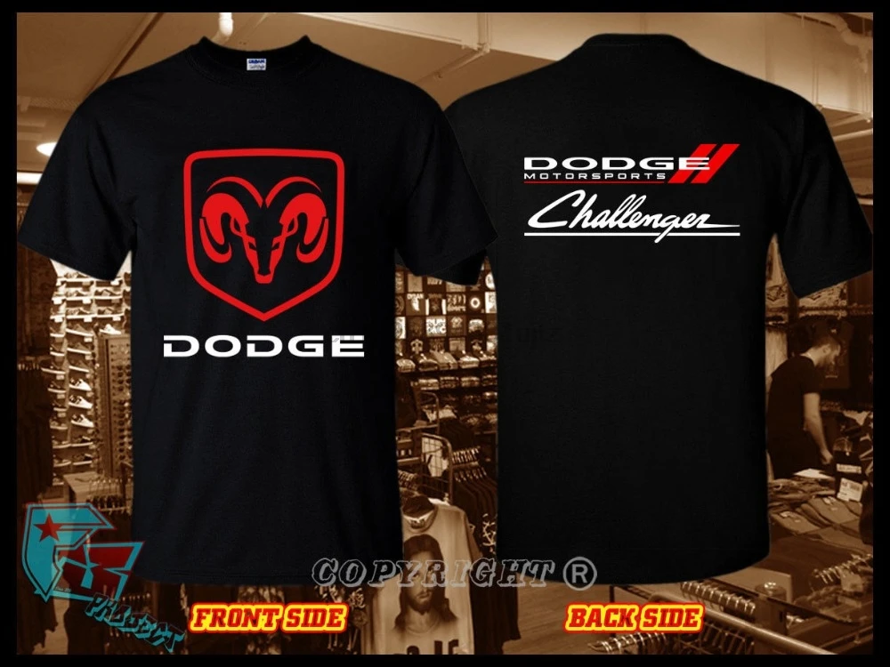 Новая мода лето дизайн хлопок мужская футболка дизайн Dodge Motorsports Challenger логотип Футболка Уникальные футболки