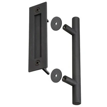 

Hardware Sliding Barn Wooden Door Handle Set With Screw Pull And Push Cast Iron