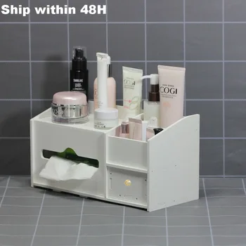 

Large Capacity With Paper drawer Waterproof Makeup Organizer Cosmetic Jewelry Nail Polish Container Desktop Sundries Storage Box