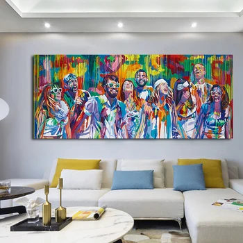 

OUCAG Street Pop Art Figure Poster Painting Modern Streetscape Canvas Painting Printed Pictures Artwork Decor For Living Room