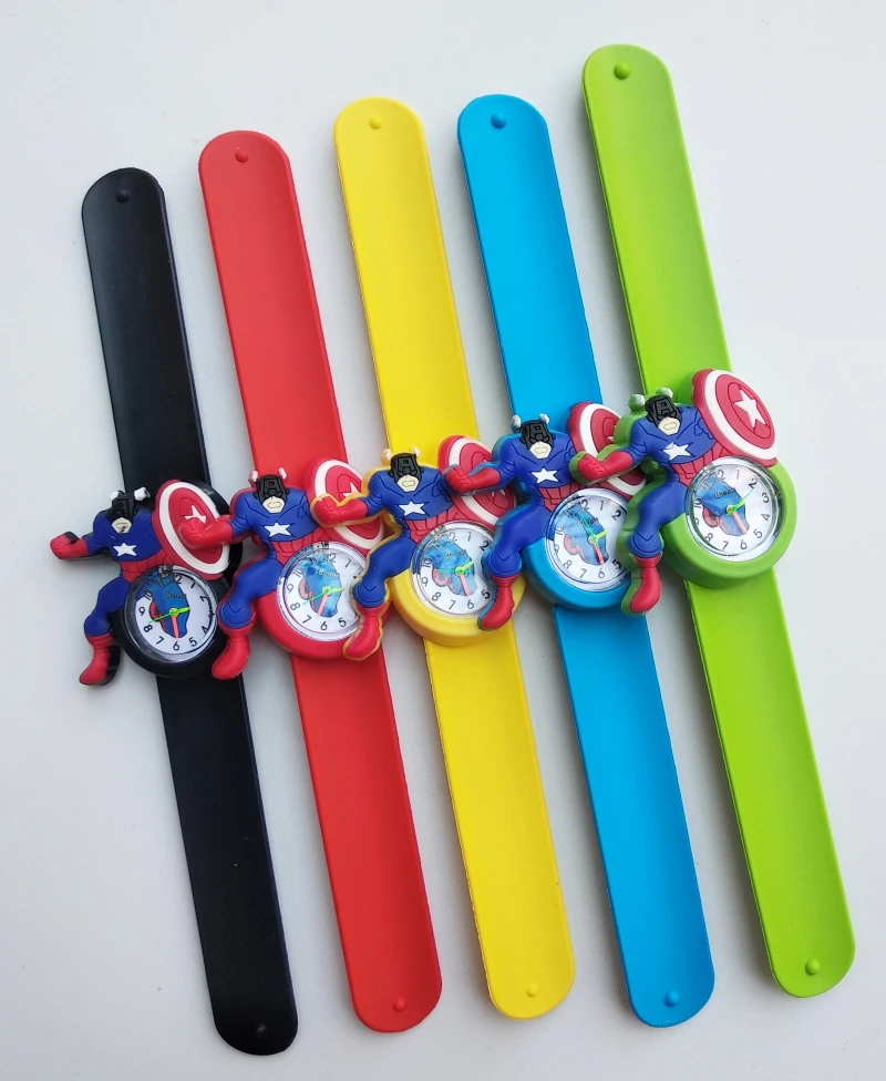 Детские часы с цветным силиконовым ремешком, браслет для мальчиков, детские часы с изображением Капитана Америки для детей, часы для девочек, рождественский подарок