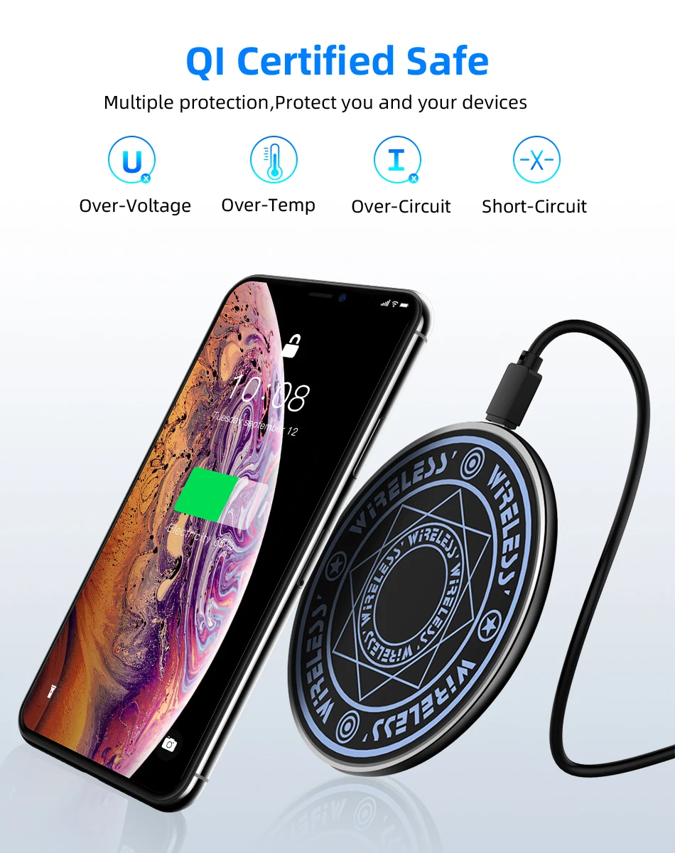10 Вт Qi Беспроводное зарядное устройство для iPhone X XR XS Max 8 USB Беспроводная зарядка телефона Qi зарядное устройство беспроводной коврик для samsung Xiaomi huawei
