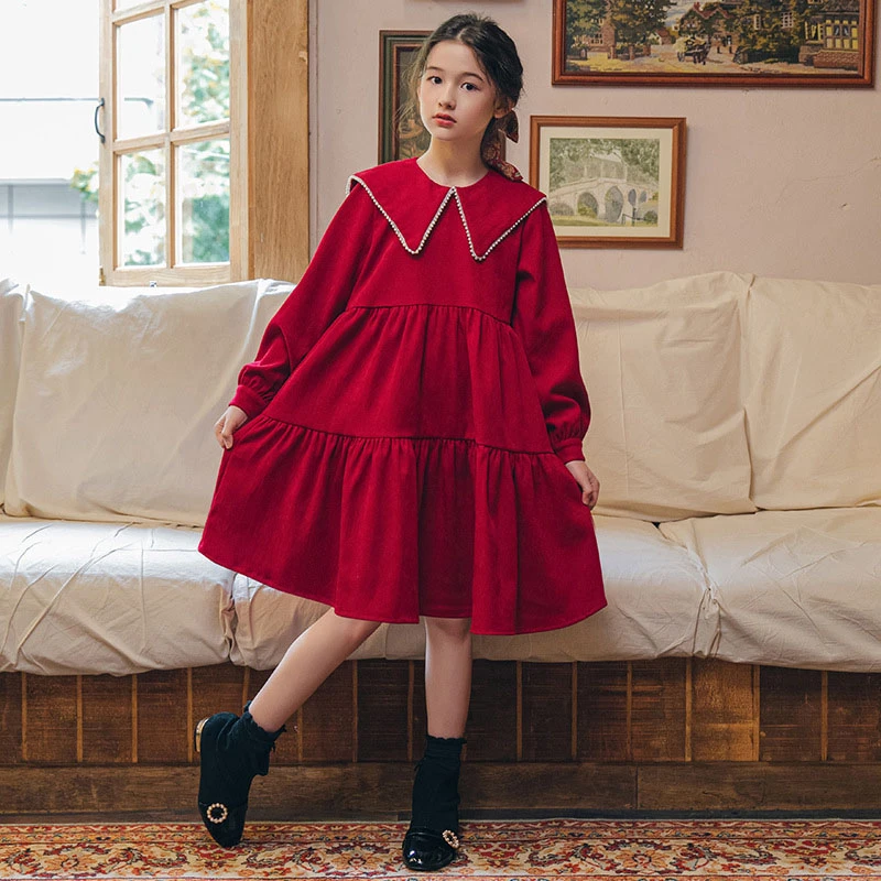 Menoea 女の子の春と秋のドレス クリスマスパーティードレス 子供用 紺 真珠の襟 長袖 プリンセススタイル 人形の服 ドレス Aliexpress Menoea 女の子の春と秋のドレス クリスマスパーティードレス 子供用 紺 真珠の襟 長袖 プリンセススタイル 人形の服 ドレス Aliexpress