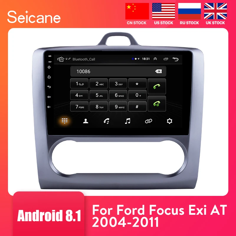 Seicane 2 DIN 9 дюймов Android 8,1 gps навигация Сенсорный экран четырехъядерный автомобиль радио для 2004 2005 2006-2011 Ford Focus Exi AT
