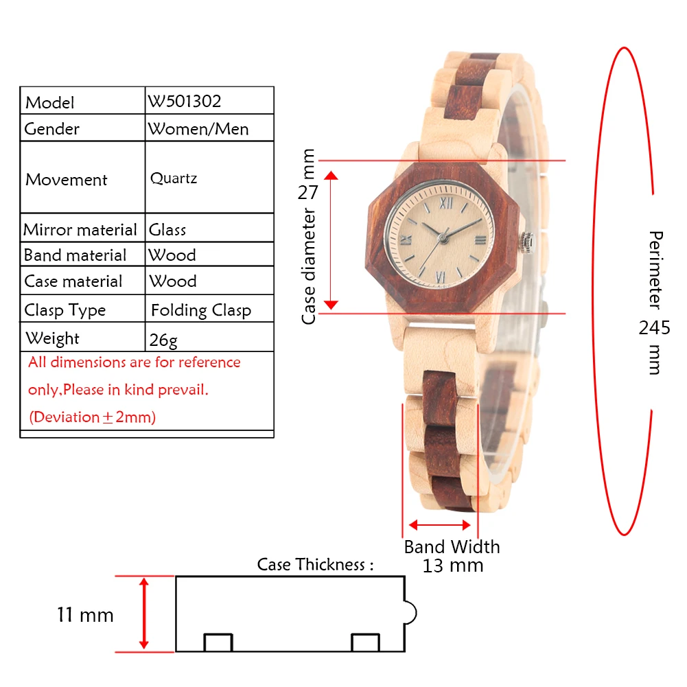 Кварцевые деревянные часы для женщин деревянный ремешок с раскладной застежкой наручные часы для женщин римские цифры Циферблат для девочек