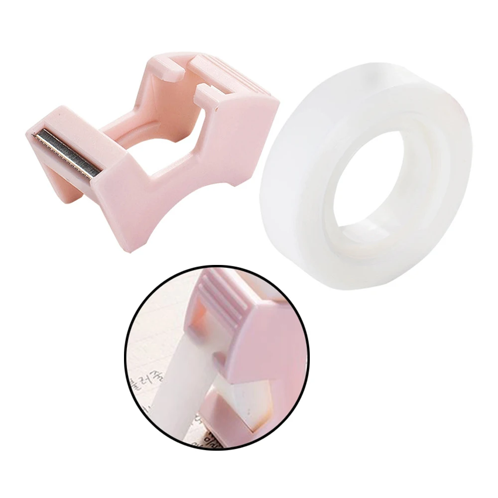 

Adhesive tape with small tape cutting tool writable Invisible tape 50um*12mm*20y(18.3cm) protable tape dispenser stationery set