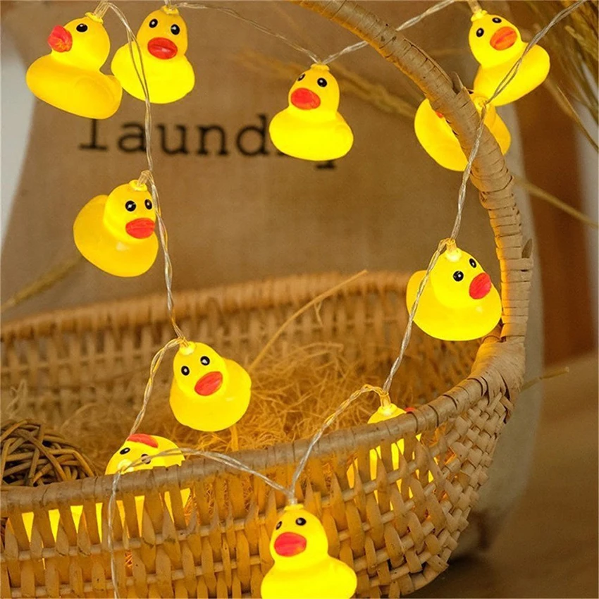 

10Leds/20Leds Mini Yellow Duck LED String Light Glow Indoor Outdoor Xmas Wedding Party Battery Operated LED Fairy Light