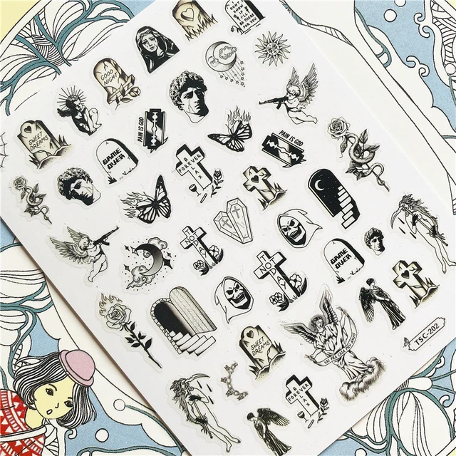 MG201011-38 WG661 Skull head snake sexy woman  3D Back glue Nail Art Stickers Decals Sliders Nail ornament decoration TSC-202