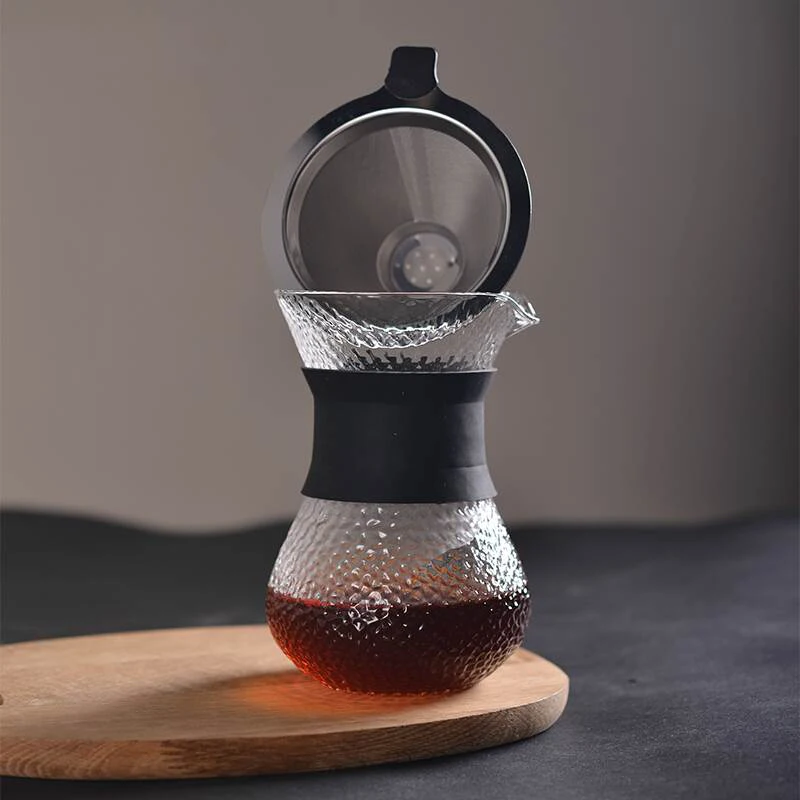 Классическое стекло кофейник силикагель термостойкая ручка залейте над кофеварка с фильтром из нержавеющей стали Эспрессо капельница