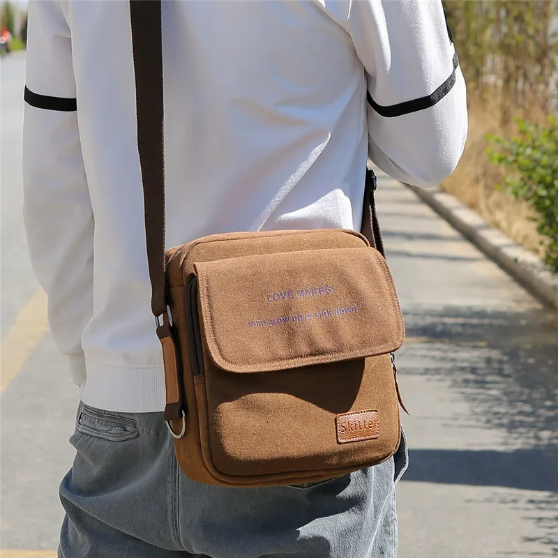 

Korean-style Men's Single-shoulder Canvas Bag 2019 New Style Fashion Casual Shoulder Bag Multi-functional Dual Purpose Men's Can