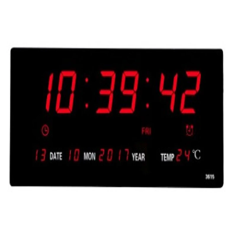 

Livingroom 6 Digits Led Calendar Wall Clock with Thermometer Power Off Time Memory Clock Big Numbers Plugin Alarm Clock