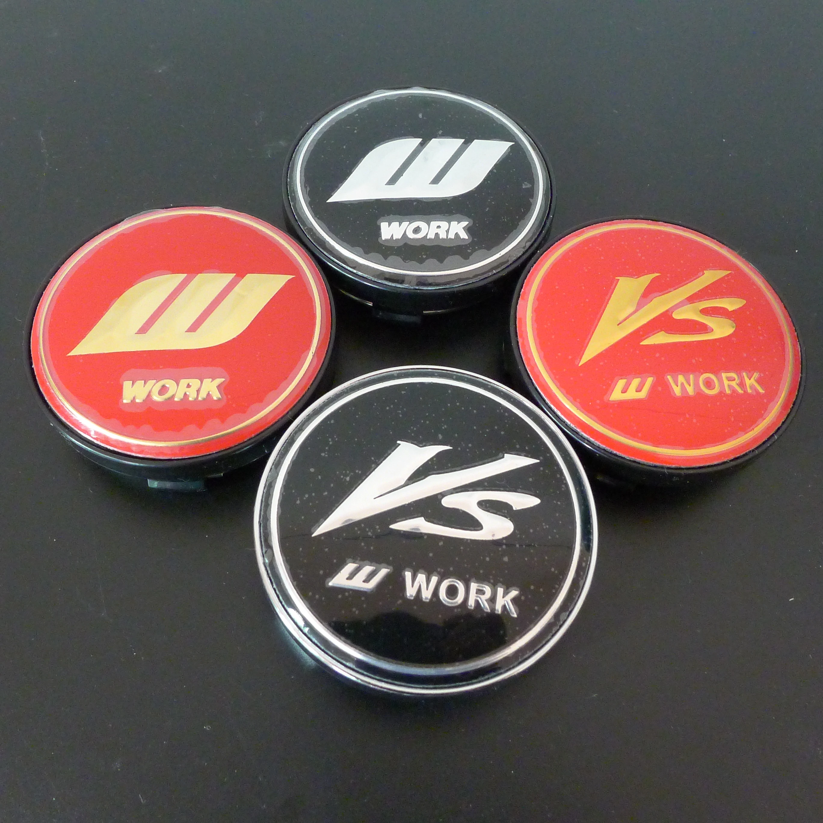 4 個 60 ミリメートル VS W ワークホイールセンターハブキャップロゴ
