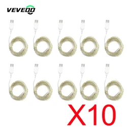 10PCS USB String Lights Led Copper Wire Garland Fairy Light 1M 2M 3M Outdoor Festival Ball Christmas Decoration Party Light