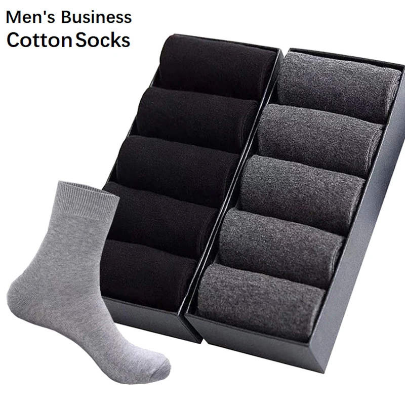 

10pair/lot Men's business cotton socks High quality casual four season black white long socks for men Size EUR38-43