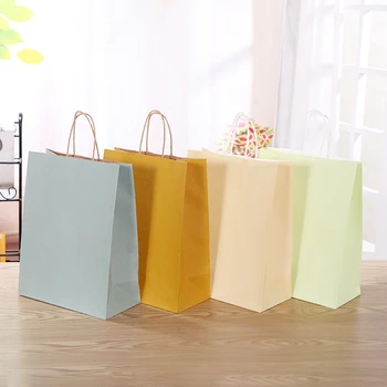 

100 pieces multi-color gift bag, brown kraft paper bag with handle, used for packing pink small jewelry bag party gift bag