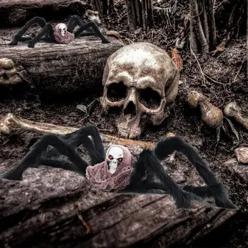 

Super Big Wire and Plush Halloween Decoration Simulated Spider Skull Spider Terror Creative Home Atmosphere Plush Spider Gift