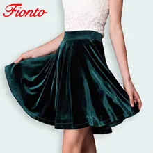 Зимние толстые теплые золотые бархатные Большие размеры, одноцветные мини-юбки с зонтиком, женская большая плиссированная юбка в Корейском стиле AN1476