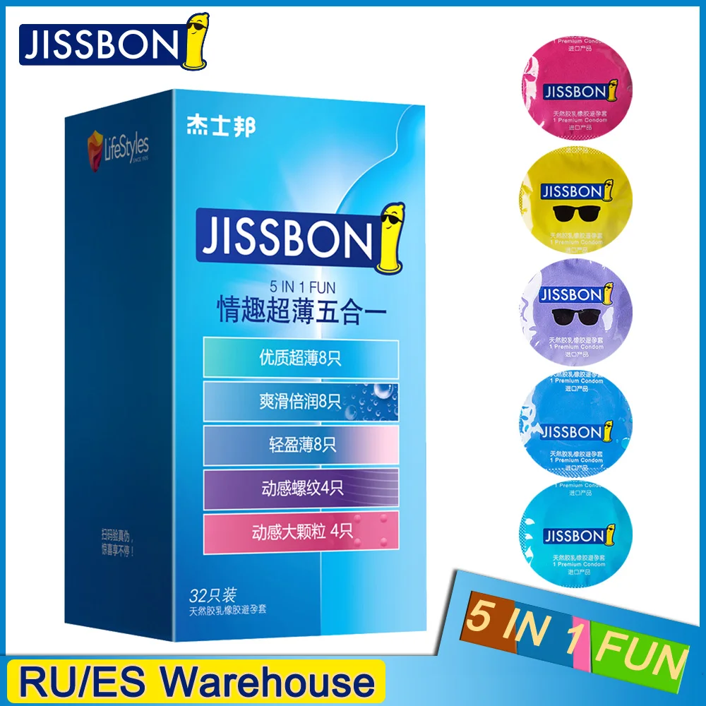 Презерватив Jissbon Mix 5 в 1 ультратонкий удлинитель для пениса интимные эротические