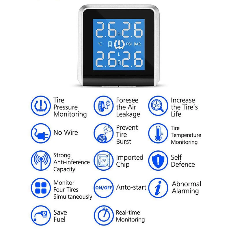 Беспроводной автомобильный TPMS система контроля давления в шинах+ датчики Набор прикуривателя