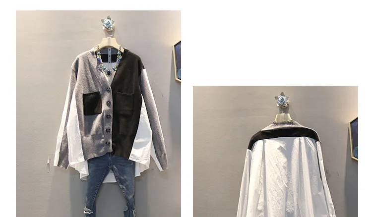 XITAO, трикотажная популярная цветная блузка, женская одежда,, один нагрудный карман, необычная, из кусков, маленькая, свежая, миноритарная рубашка GCC2645