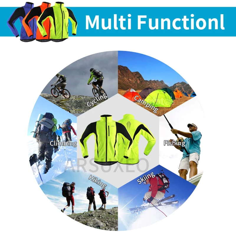 Thermal Mtb Road Cycling Jacket Winter Night Reflective Warm Bicycle Clothing Windproof Waterproof Men Coat Bike Jersey