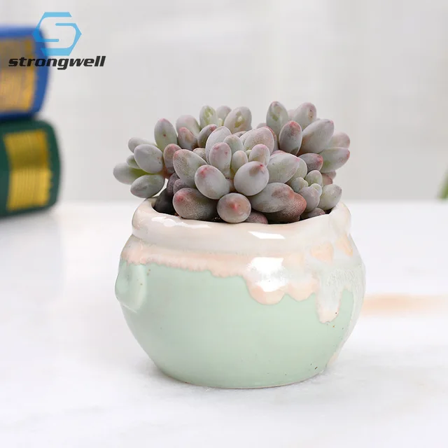 Strongwell Otthoni Dekoráció Miniatűr Modell Virág Edények Áramlási Mázas Aszimmetria Váza Íróasztal Díszek Figurák Kerámia Edény