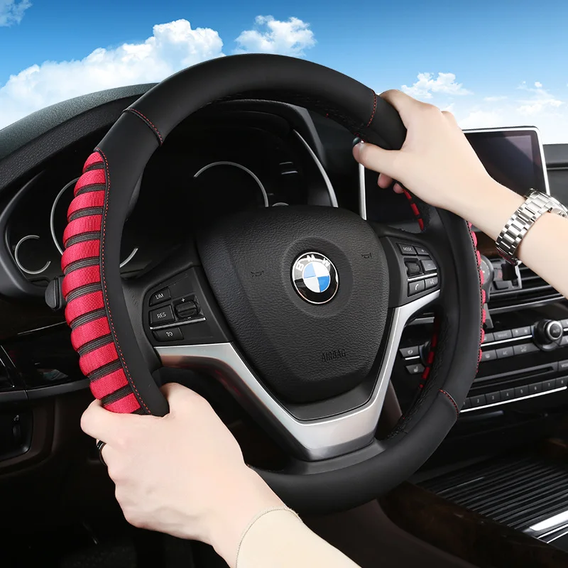 

New Style Car Flat Steering Wheel Cover Four Seasons Universal D-Shape Circle Car Grip Cover