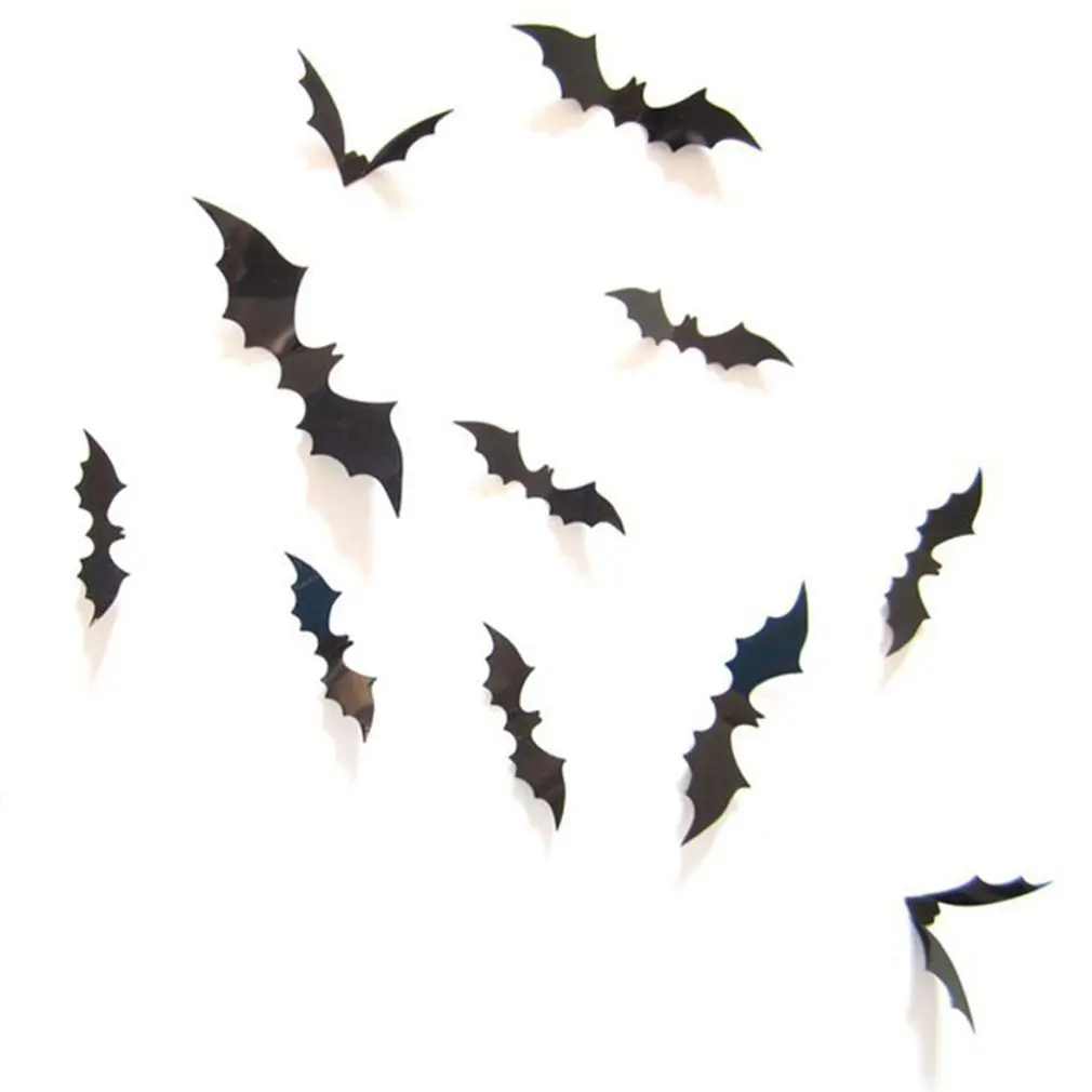 12pcs Three-dimensional Bat Wall Sticker Halloween Decoration