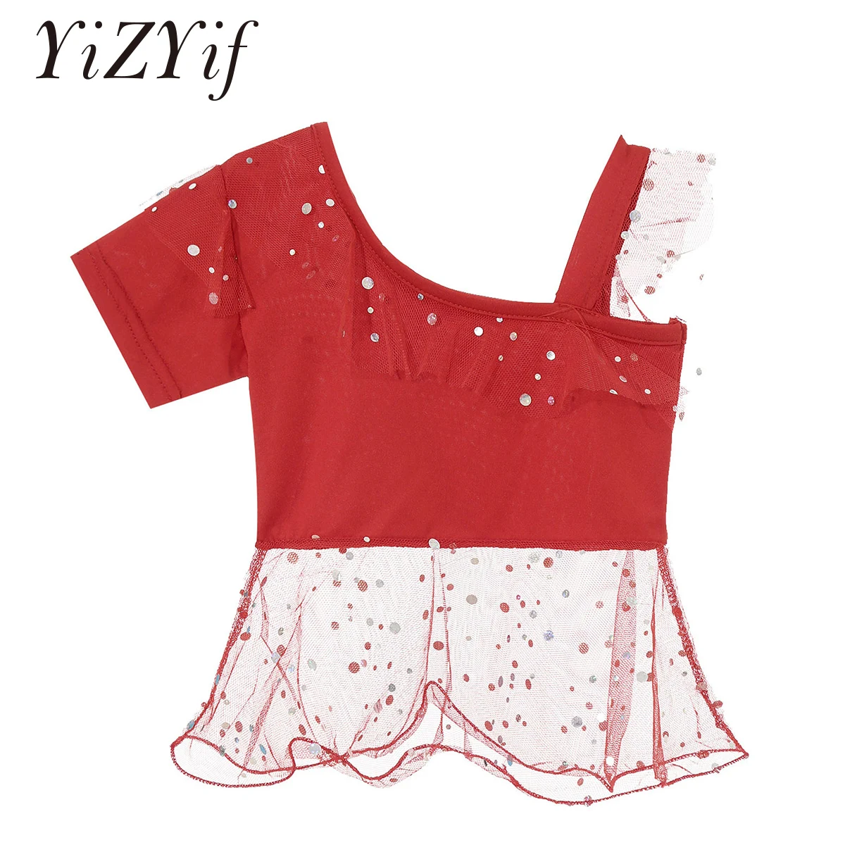

Kids Teens Single Short Sleeve Dance Crop Top Girls Ballet Gymnastics Tops Belly Dancewear Children Practice Stage Dance Costume