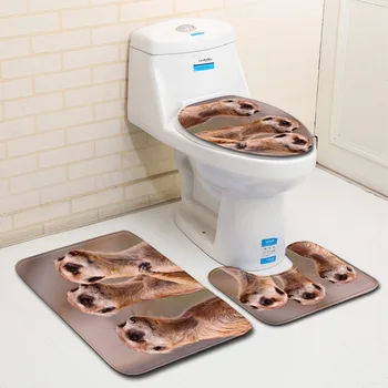 

3pcs/set Bath Mats Bathroom Carpet Toilet Seat Cover Mats Anti-Slip Toilet Rugs Home Decoration Foot Pad Set