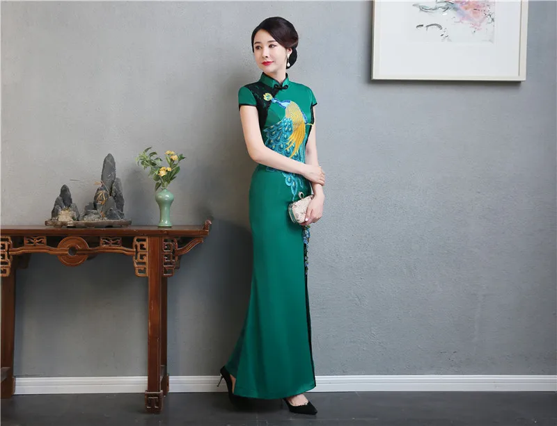 Модное Элегантное платье Cheongsam с вышивкой, белое длинное китайское традиционное платье, Восточное Qi Pao размера плюс, женская одежда