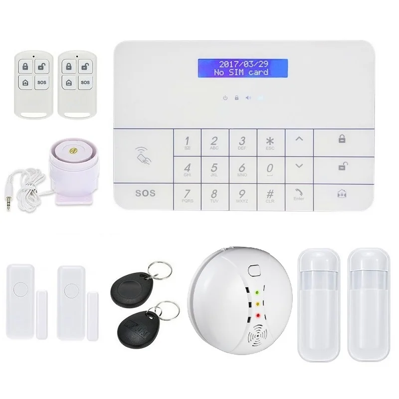 YPAY PG-100 Wireless Home GSM Security DIY Kit APP Control With Auto Dial Motion Detector Sensor Burglar Alarm System - Цвет: D Kit-White