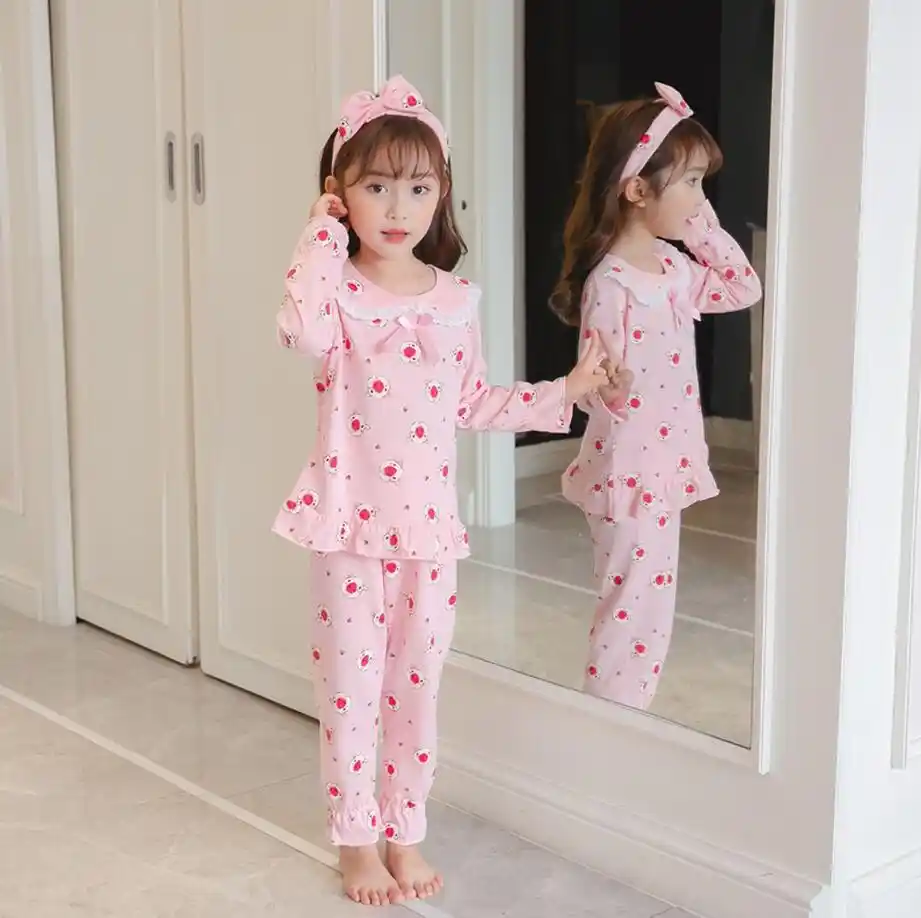 New Spring Autumn Girl Pajamas Set Kids Home Cloth Girls Pyjamas Cotton  Long Sleeve Lace Cute for Children Princess Sleepwear|Pajama Sets| -  AliExpress